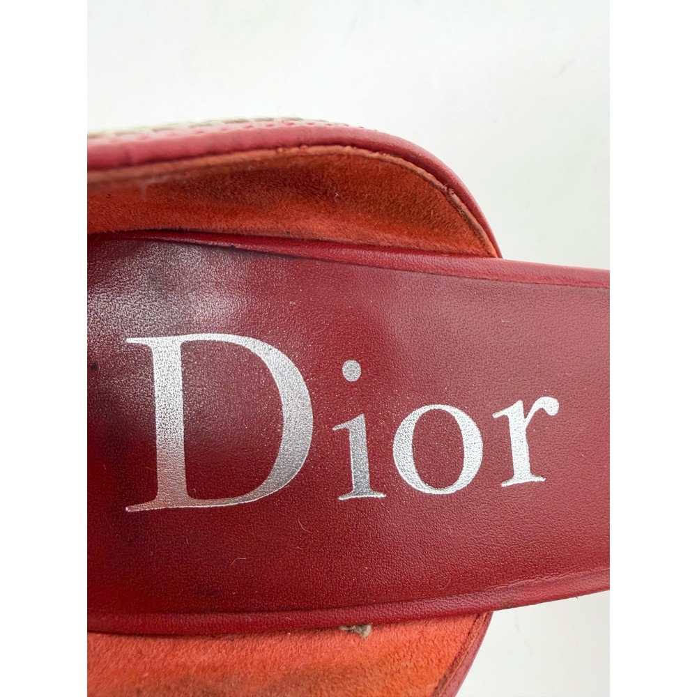 Dior Spring 2005 Red Leather Whipstitch CD Buckle dOrsay Block Heels 41 - Picture 8 of 12